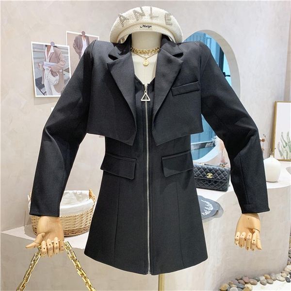 casual dresses niche design women's clothing 2021 autumn long-sleeved blazer dress slimming zipper sense fake two-piece, Black;gray
casual dresses niche design women's clothing 2021 autumn long-sleeved blazer dress slimming zipper sense fake two-piece, Black;gray