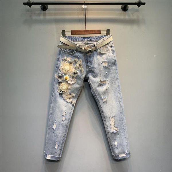 women's jeans spring autumn stretch 3d flower embroidery denim pencil slim elastic ladies fashion skinny luxury beading diamond ripped, Blue
women's jeans spring autumn stretch 3d flower embroidery denim pencil slim elastic ladies fashion skinny luxury beading diamond ripped, Blue