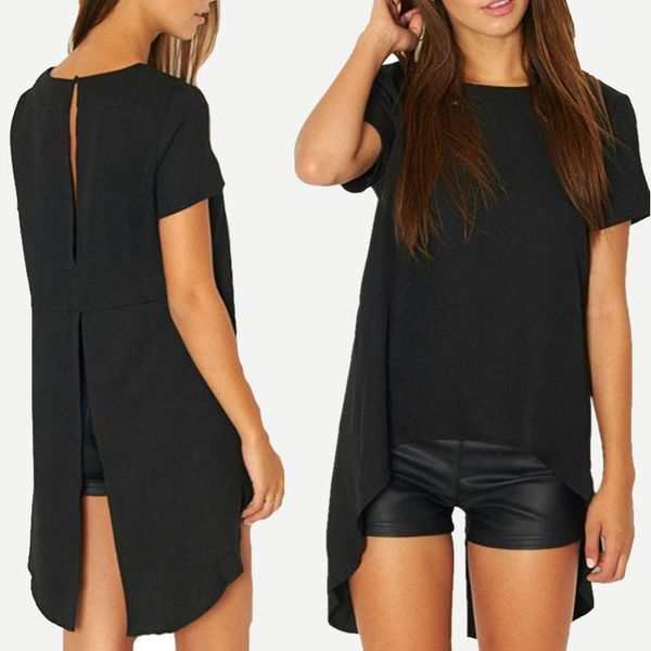 women's blouses & shirts black irregular back cut solid women short sleeve o-neck 2021 spring casual fashion loose, White
women's blouses & shirts black irregular back cut solid women short sleeve o-neck 2021 spring casual fashion loose, White