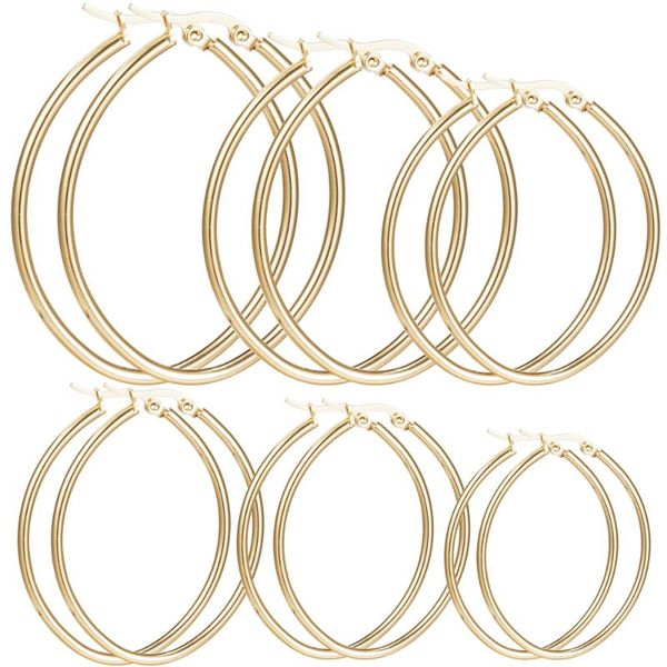 hoop & huggie 13/23/33/43/53/63 mm stainless steel circle earrings for women bijoux geometric earings statement jewelry party gifts, Golden;silver
hoop & huggie 13/23/33/43/53/63 mm stainless steel circle earrings for women bijoux geometric earings statement jewelry party gifts, Golden;silver