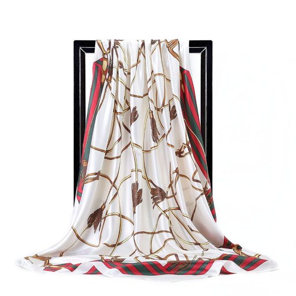 scarves 2021 fashion printing 90cm large square scarf rope chain silk muslim female bandana, Blue;gray
scarves 2021 fashion printing 90cm large square scarf rope chain silk muslim female bandana, Blue;gray