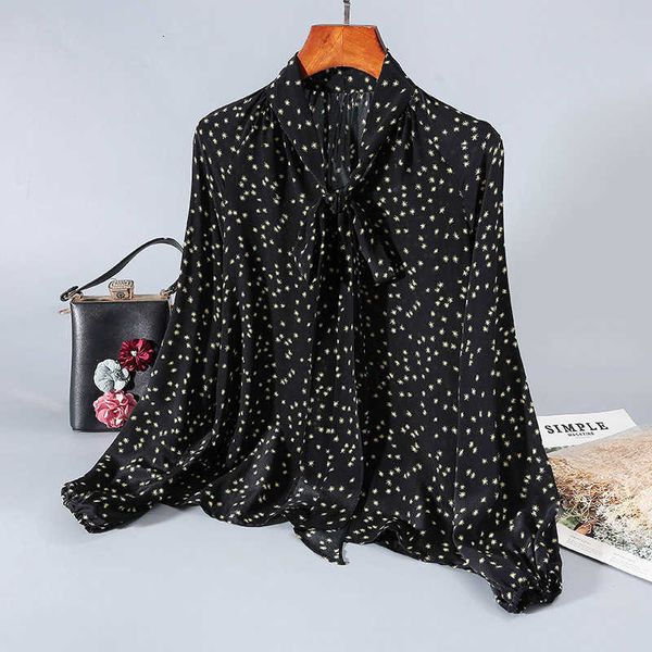 women's blouses & shirts silk shirt printed long female sleeve pullover's temperament asox, White
women's blouses & shirts silk shirt printed long female sleeve pullover's temperament asox, White