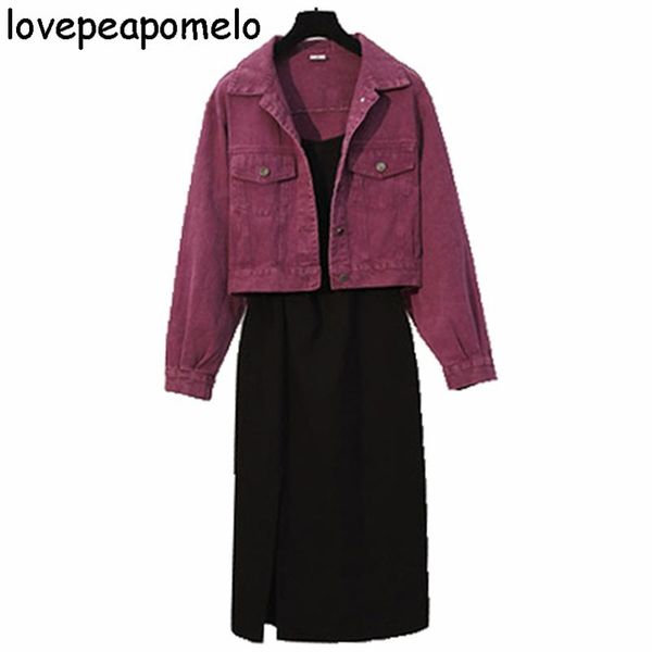 women's tracksuits 2021 autumn winter denim coats two piece sets dress korean style slim plus size female jeans jackets sling 2, Gray
women's tracksuits 2021 autumn winter denim coats two piece sets dress korean style slim plus size female jeans jackets sling 2, Gray