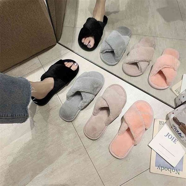 winter womens house slippers faux fur warm shoes female slip on flats cross band furry slippers black pink 210622
winter womens house slippers faux fur warm shoes female slip on flats cross band furry slippers black pink 210622