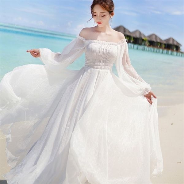 white summer dress elegant fairy chiffon long maxi women sleeve beach es boho vintage robe vestidos 210514, Black;gray
white summer dress elegant fairy chiffon long maxi women sleeve beach es boho vintage robe vestidos 210514, Black;gray
