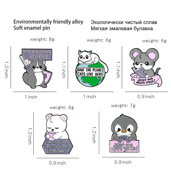 animals quotes enamel pins custom cat rat penguin raccoon bear brooches shirt lapel badge bag funny cute jewelry gift for kidsdio chan conta, Gray
animals quotes enamel pins custom cat rat penguin raccoon bear brooches shirt lapel badge bag funny cute jewelry gift for kidsdio chan conta, Gray