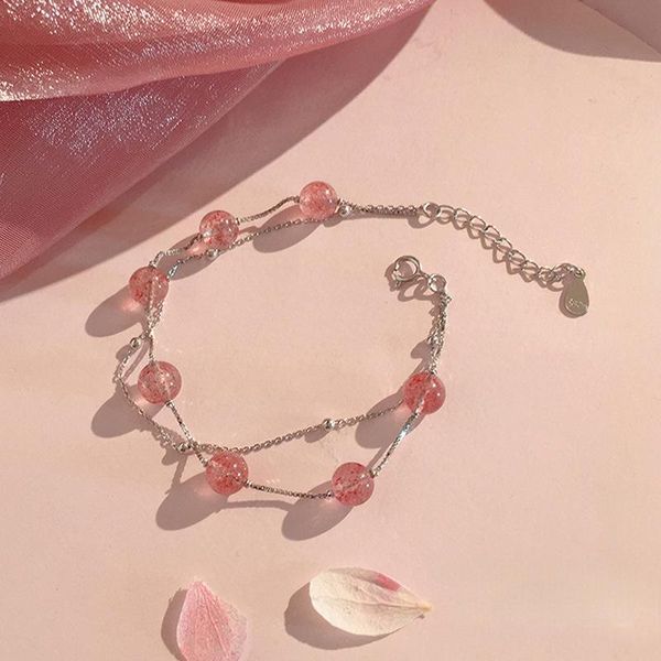 link, chain double strawberry bracelet female korean simple mori collection peach blossom pink for girlfriend birthday gift fashion jewelry, Black
link, chain double strawberry bracelet female korean simple mori collection peach blossom pink for girlfriend birthday gift fashion jewelry, Black