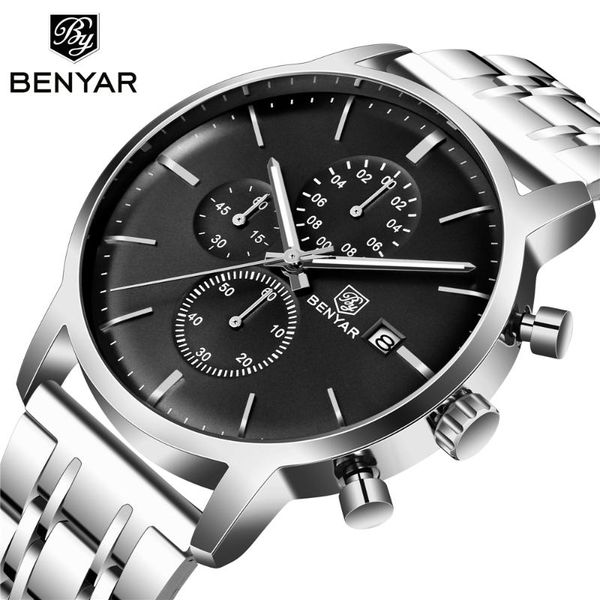 wristwatches benyar men business watches full steel quartz waterproof chronograph watch sports male clock zegarek meski, Slivery;brown
wristwatches benyar men business watches full steel quartz waterproof chronograph watch sports male clock zegarek meski, Slivery;brown