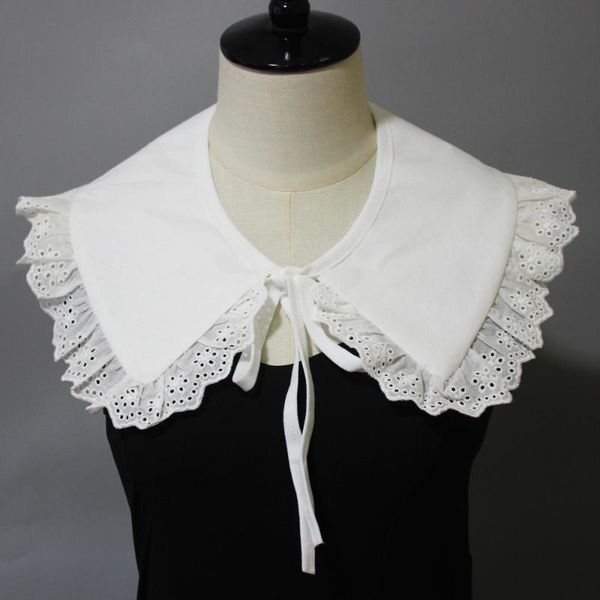 bow ties lace floral fake collar for women shoulder shawl detachable collars half shirt blouse false clothes accessories, Black;gray