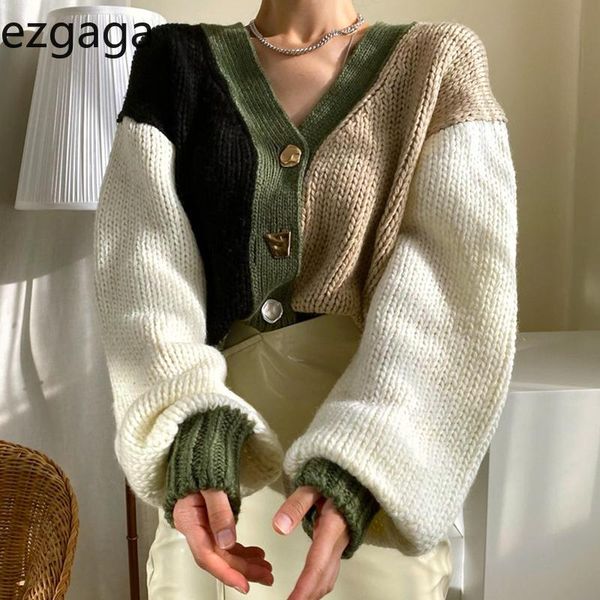 women's knits & tees ezgaga casual women cardigan v-neck vintage loose lantern long sleeve knitted sweater color block outwear ladies, White
women's knits & tees ezgaga casual women cardigan v-neck vintage loose lantern long sleeve knitted sweater color block outwear ladies, White