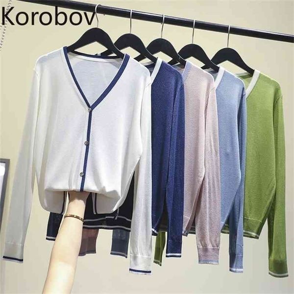 korobov thin women cardigans korean casual female sweaters korean hit color patchwork knitwear sueter mujer 210430, White
korobov thin women cardigans korean casual female sweaters korean hit color patchwork knitwear sueter mujer 210430, White