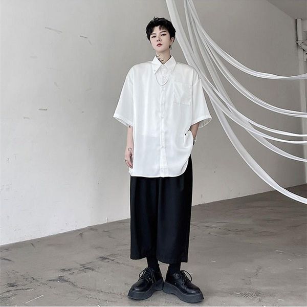 men's casual shirts men summer solid color short sleeve metal chains loose thin high street single breasted white -xl, White;black
men's casual shirts men summer solid color short sleeve metal chains loose thin high street single breasted white -xl, White;black