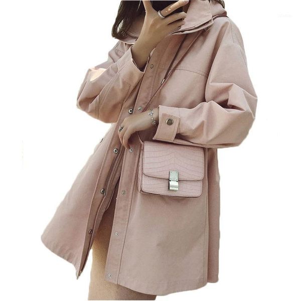 women's trench coats hooded coat for women pink khaki bat sleeve windbreaker female 2021 spring and autumn slim loose outerwear f1049, Tan;black
women's trench coats hooded coat for women pink khaki bat sleeve windbreaker female 2021 spring and autumn slim loose outerwear f1049, Tan;black