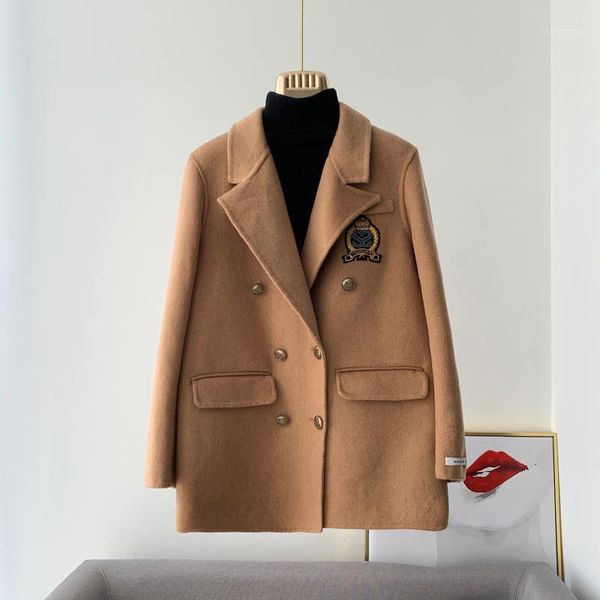 women's wool & blends 100% double-sided woolen cloth suit loose profile short solid color coat female for fall/winter 2021, Black
women's wool & blends 100% double-sided woolen cloth suit loose profile short solid color coat female for fall/winter 2021, Black