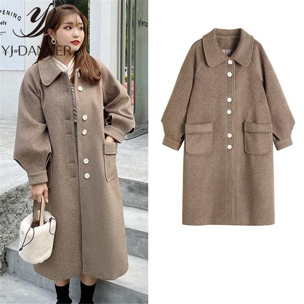 women's wool & blends 2021 autumn winter casual jacket fashion large size lantern sleeve overcoat lapel woolen coat female zzz213, Black
women's wool & blends 2021 autumn winter casual jacket fashion large size lantern sleeve overcoat lapel woolen coat female zzz213, Black