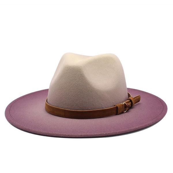 wide brim hats autumn winter women men fedoras hat gradient color round panama jazz ladies felt elegant retro bowler, Blue;gray
wide brim hats autumn winter women men fedoras hat gradient color round panama jazz ladies felt elegant retro bowler, Blue;gray
