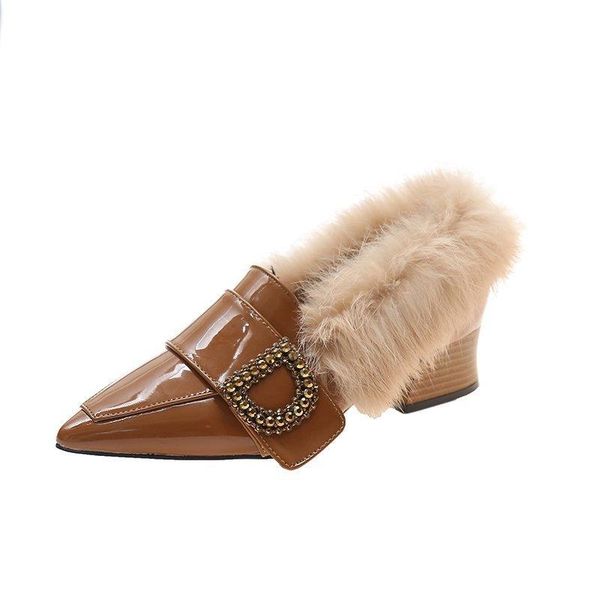 dress shoes autumn furry slides office work winter warm fur slippers mules pointed toe elegant 2021 women's, Black
dress shoes autumn furry slides office work winter warm fur slippers mules pointed toe elegant 2021 women's, Black