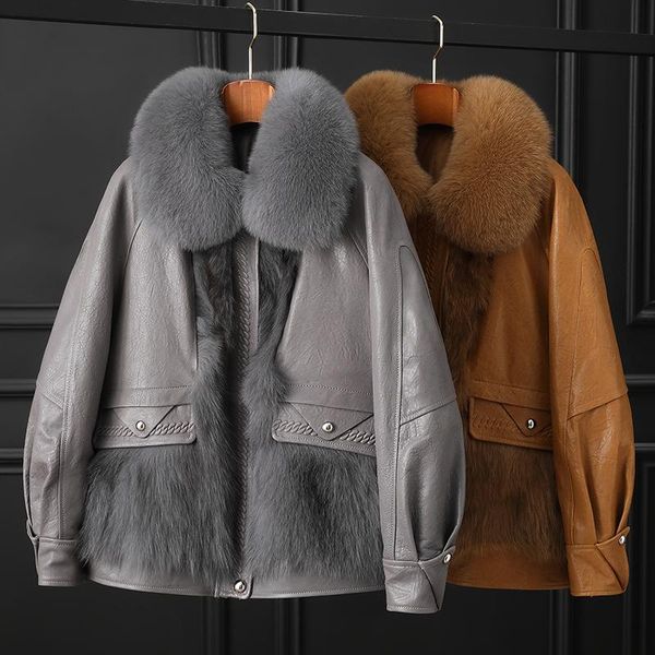 women's fur & faux 2021 winter arrival coats genuine leather sheep overcoats big warm collar partchwork fashion women luxury jacket, Black
women's fur & faux 2021 winter arrival coats genuine leather sheep overcoats big warm collar partchwork fashion women luxury jacket, Black