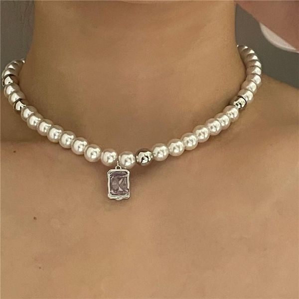chains sweet purple zircon pearl bead short choker necklace for women girl metal round pendant necklaces statement jewelry, Silver
chains sweet purple zircon pearl bead short choker necklace for women girl metal round pendant necklaces statement jewelry, Silver