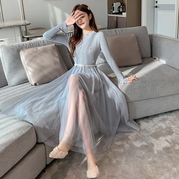 casual dresses french vintage knitted patchwork mesh autumn winter long sleeve high waist a-line vestidos office ladies, Black;gray
casual dresses french vintage knitted patchwork mesh autumn winter long sleeve high waist a-line vestidos office ladies, Black;gray