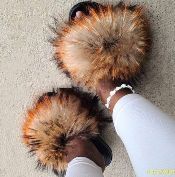 women real fur slippers slides home furry flat sandals female cute fluffy raccoon flip flops amazing shoes, Black
women real fur slippers slides home furry flat sandals female cute fluffy raccoon flip flops amazing shoes, Black