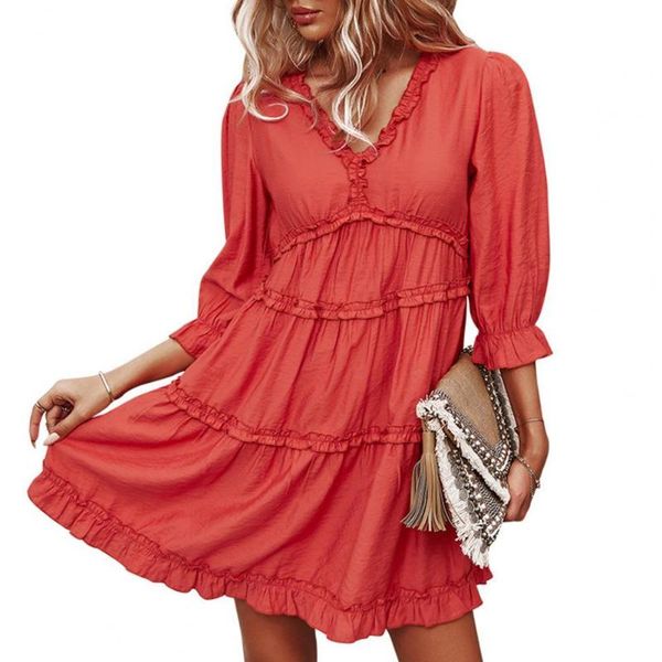 women's swimwear stylish women 3/4 sleeve large hem v neck high waist ruffles harajuku mini leisure dress sundress for date streetwear, White;black
women's swimwear stylish women 3/4 sleeve large hem v neck high waist ruffles harajuku mini leisure dress sundress for date streetwear, White;black