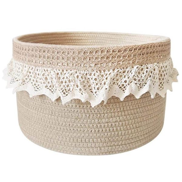 storage baskets decorative with lace rope woven for shelves organizer bins baby toys
storage baskets decorative with lace rope woven for shelves organizer bins baby toys