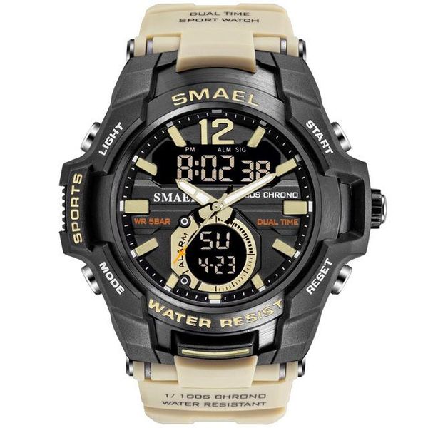 wristwatches smael watches men sport watch waterproof 50m wristwatch relogio masculino militar 1805 men's clock digital military army, Slivery;brown
wristwatches smael watches men sport watch waterproof 50m wristwatch relogio masculino militar 1805 men's clock digital military army, Slivery;brown