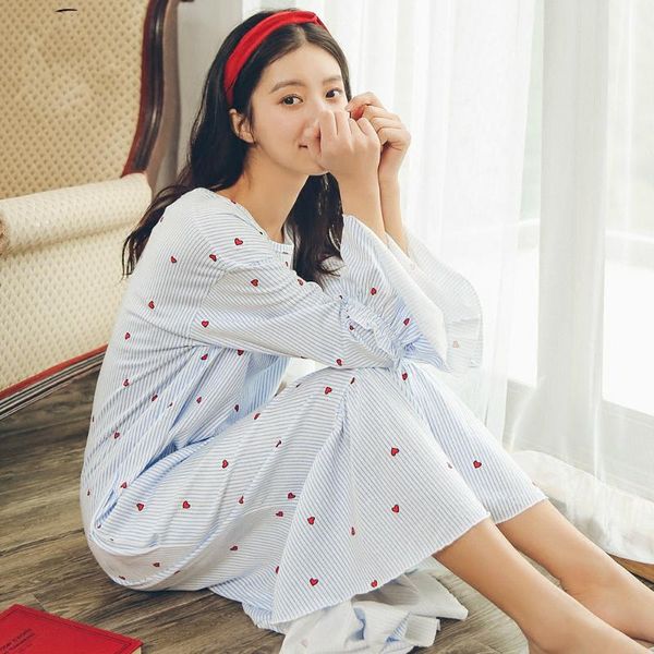 women's sleepwear long autumn pajamas women cotton striped ruffle nightdress nightgown dressing gown nachtkleding vrouwen korean clothe, Black;red
women's sleepwear long autumn pajamas women cotton striped ruffle nightdress nightgown dressing gown nachtkleding vrouwen korean clothe, Black;red