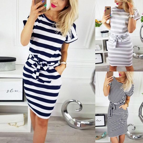 casual dresses womens lightweight summer short sleeve sundress round neck stripe printed tie up waist with belt, Black;gray
casual dresses womens lightweight summer short sleeve sundress round neck stripe printed tie up waist with belt, Black;gray