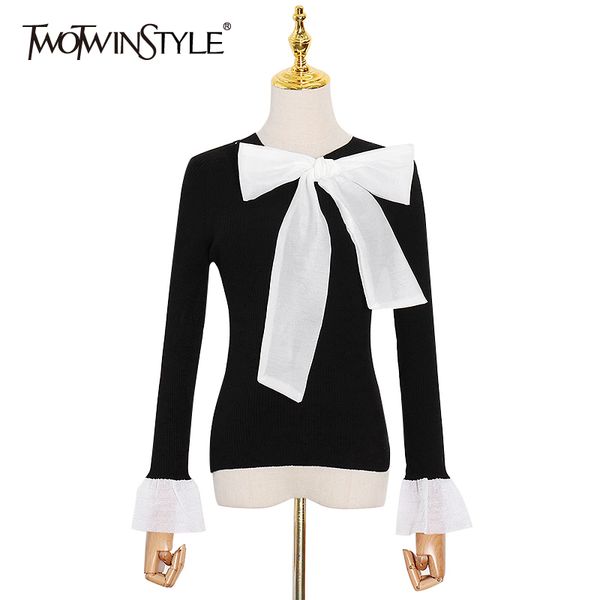 patchwork bowknot slim sweater for women o neck long sleeve hit color elegant sweaters female fashion tide 210423, White;black
patchwork bowknot slim sweater for women o neck long sleeve hit color elegant sweaters female fashion tide 210423, White;black