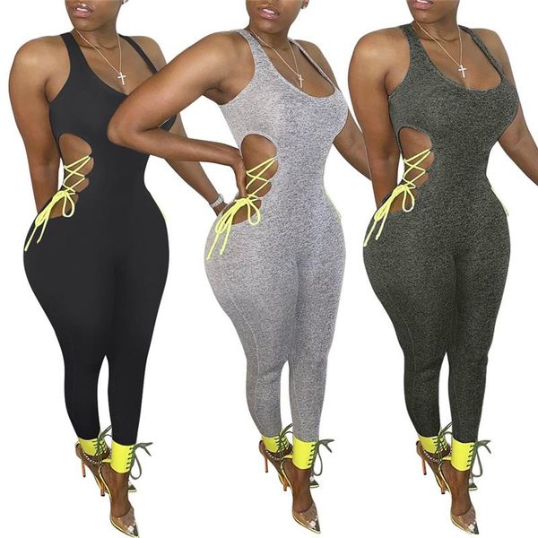 women's jumpsuits & rompers hollow out lace-up jumpsuit trousers 2021 women sleeveless sports causal summer pants pure color, Black;white
women's jumpsuits & rompers hollow out lace-up jumpsuit trousers 2021 women sleeveless sports causal summer pants pure color, Black;white
