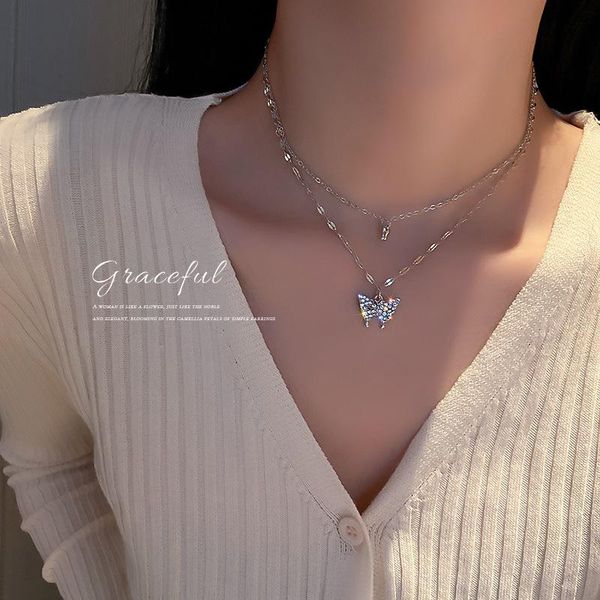 chains fashion simple personality necklace set auger double butterfly temperament design feeling sautoir, Silver
chains fashion simple personality necklace set auger double butterfly temperament design feeling sautoir, Silver