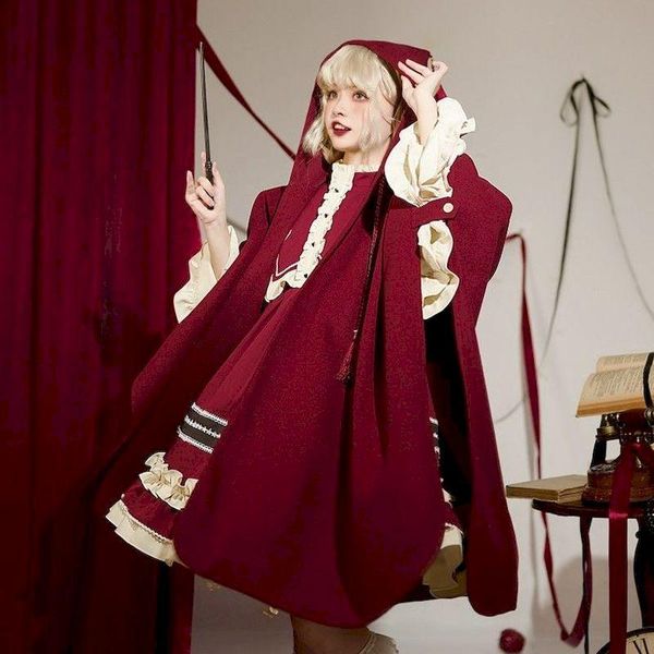 women's wool & blends christmas red magic cloak lolita autumn/winter coat cardigan mid-length hooded year drape female oversized chic o, Black
women's wool & blends christmas red magic cloak lolita autumn/winter coat cardigan mid-length hooded year drape female oversized chic o, Black