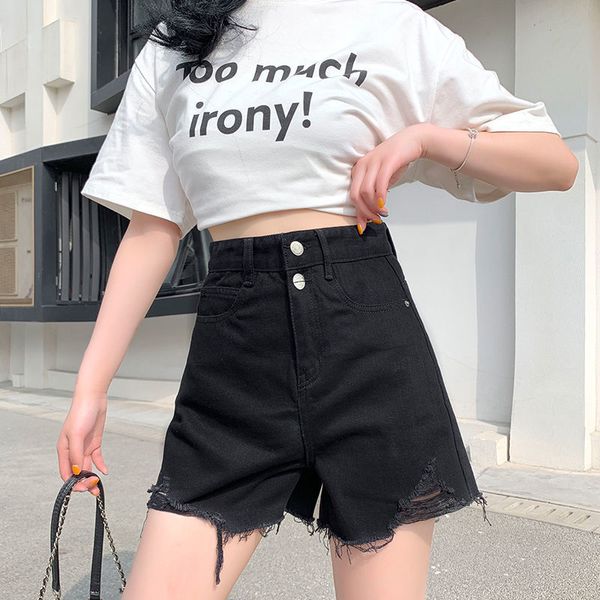 women's shorts white denim high waist 2021 summer new loose style show thin a-line wear through pants fashion, White;black
women's shorts white denim high waist 2021 summer new loose style show thin a-line wear through pants fashion, White;black
