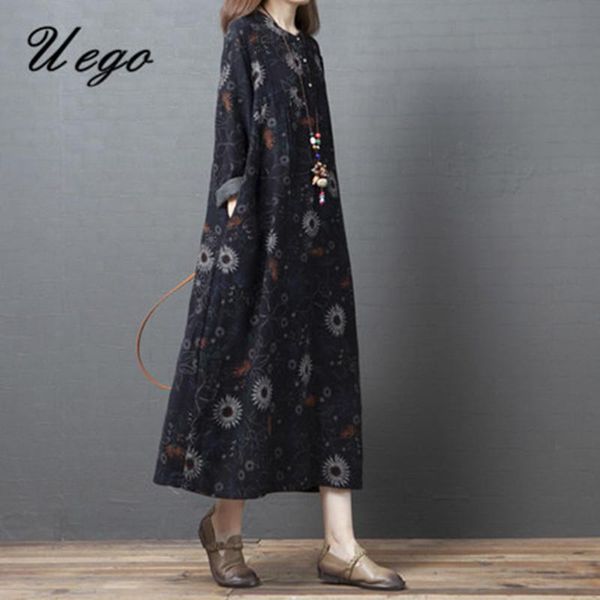 casual dresses uego 2021 long sleeve women autumn dress floral print female cotton linen vintage plus size loose spring, Black;gray
casual dresses uego 2021 long sleeve women autumn dress floral print female cotton linen vintage plus size loose spring, Black;gray