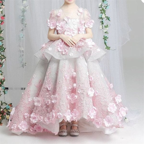 light pink flower girl dress tiered tulle 3d floral appliqued lace up ruched cute elegant custom made sweep train birthday gowns pageant wed, White;blue
light pink flower girl dress tiered tulle 3d floral appliqued lace up ruched cute elegant custom made sweep train birthday gowns pageant wed, White;blue