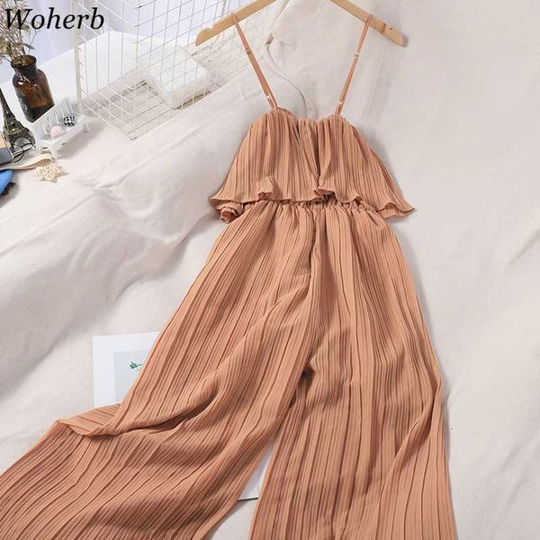 women's jumpsuits & rompers woherb womens jumpsuit fashion ruffles slash neck bodysuit pleated chiffon wide leg pants playsuit korean c, Black;white
women's jumpsuits & rompers woherb womens jumpsuit fashion ruffles slash neck bodysuit pleated chiffon wide leg pants playsuit korean c, Black;white