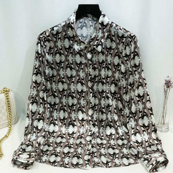 women's blouses & shirts 2021 spring ol elegant printing 100% silk long sleeve a667, White
women's blouses & shirts 2021 spring ol elegant printing 100% silk long sleeve a667, White