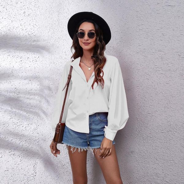 women's shirts fashion casual stand-collar solid color shirts 2022 new style long lantern sleeves slit blouses, White
women's shirts fashion casual stand-collar solid color shirts 2022 new style long lantern sleeves slit blouses, White