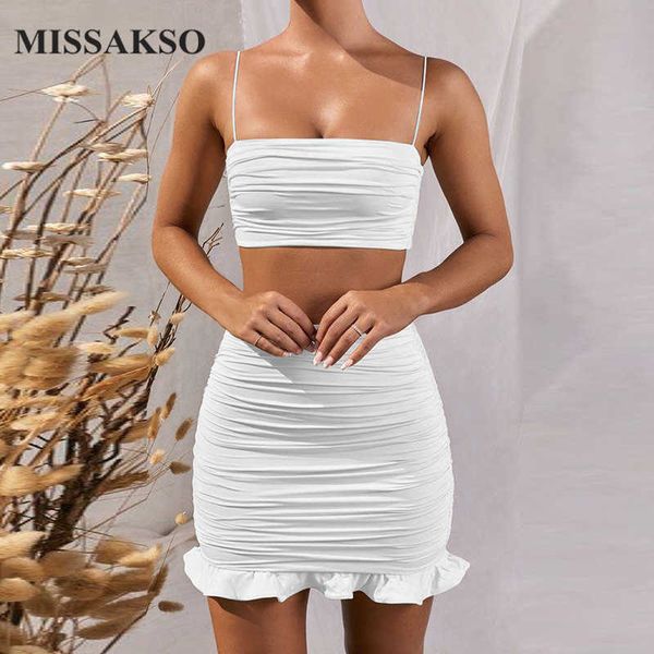 missakso summer spaghetti strap crop and mini skirt ruffles backless cami club party ruched women solid two piece set 210625, White
missakso summer spaghetti strap crop and mini skirt ruffles backless cami club party ruched women solid two piece set 210625, White