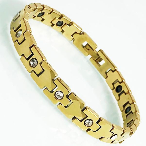link, chain gold plated tungsten steel cubic zirconia hand bracelets for women health care germanium magnetic therapy bangles ladies jewelry, Black
link, chain gold plated tungsten steel cubic zirconia hand bracelets for women health care germanium magnetic therapy bangles ladies jewelry, Black