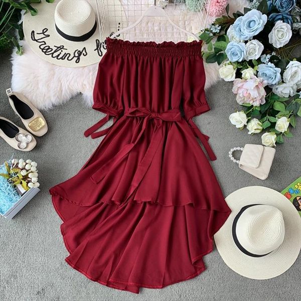 summer casual chiffon women camis off shoulder bandage dress asymmetrical ruffle dresses vestidos de festa 22291, White
summer casual chiffon women camis off shoulder bandage dress asymmetrical ruffle dresses vestidos de festa 22291, White