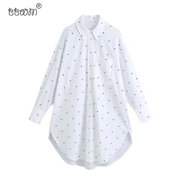 women fashion chic oversized polka dot long blouses vintage long sleeve pockets loose shirts ladies chic 210401, White
women fashion chic oversized polka dot long blouses vintage long sleeve pockets loose shirts ladies chic 210401, White