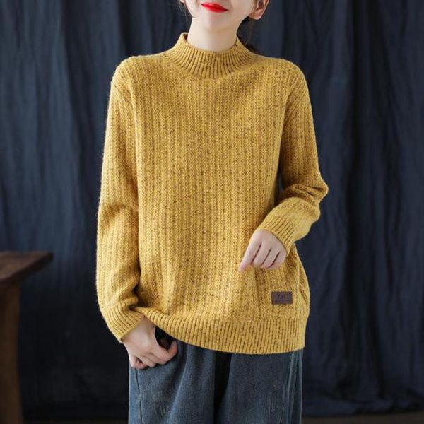 johnature winter retro half high collar lady style pullover knitted sweater fashion long sleeve leisure women knitwear 210521, White;black
johnature winter retro half high collar lady style pullover knitted sweater fashion long sleeve leisure women knitwear 210521, White;black