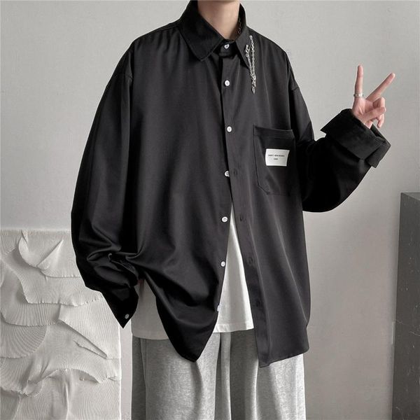 men's casual shirts 2021 long sleeve pure color simple loose college streetwear white fashion youth camisa masculina -2xl, White;black
men's casual shirts 2021 long sleeve pure color simple loose college streetwear white fashion youth camisa masculina -2xl, White;black