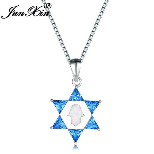 pendant necklaces junxin blue white fire opal penguin hexagram for women gold filled triangle purple zircon necklace, Silver
pendant necklaces junxin blue white fire opal penguin hexagram for women gold filled triangle purple zircon necklace, Silver