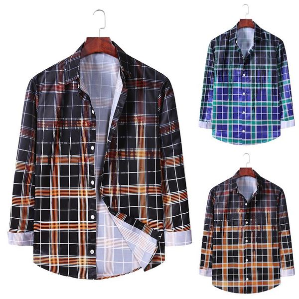 style for autumn and winter men's plaid shirt gradient fashion long-sleeve blouse lapel button cool cs008 casual shirts, White;black
style for autumn and winter men's plaid shirt gradient fashion long-sleeve blouse lapel button cool cs008 casual shirts, White;black