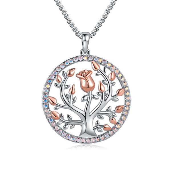 Bohemia Fashion Sparkle Crystal Rose Flower Goldn Tree Of Life Pendant Necklace Female Clavicle Chain Jewellery Gift Necklaces, Silver
Bohemia Fashion Sparkle Crystal Rose Flower Goldn Tree Of Life Pendant Necklace Female Clavicle Chain Jewellery Gift Necklaces, Silver