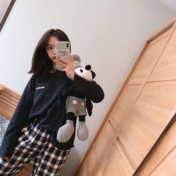 pajama sets women chic plaid simple casual soft long sleeve spring fall lady sleepwear daily ulzzang popular female homewear pjs, Black;red
pajama sets women chic plaid simple casual soft long sleeve spring fall lady sleepwear daily ulzzang popular female homewear pjs, Black;red